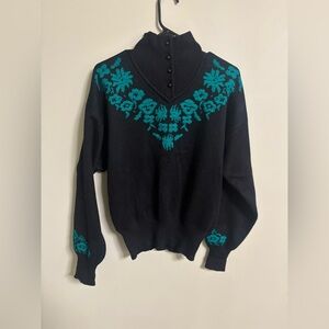 Meister Ski Sweater Wool Blend Turtleneck Large Nordic Vintage Cottage Granny